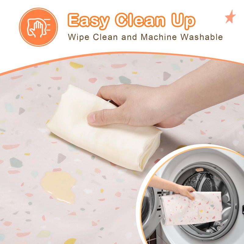 CLYMENE Splat Mat for Under High Chair | 51x51 Inch Anti-Slip Baby Splash Mat | Waterproof & Washable Spill Mat for Highchair Floor and Infant Play (Terrazzo Treasure) - Image 5