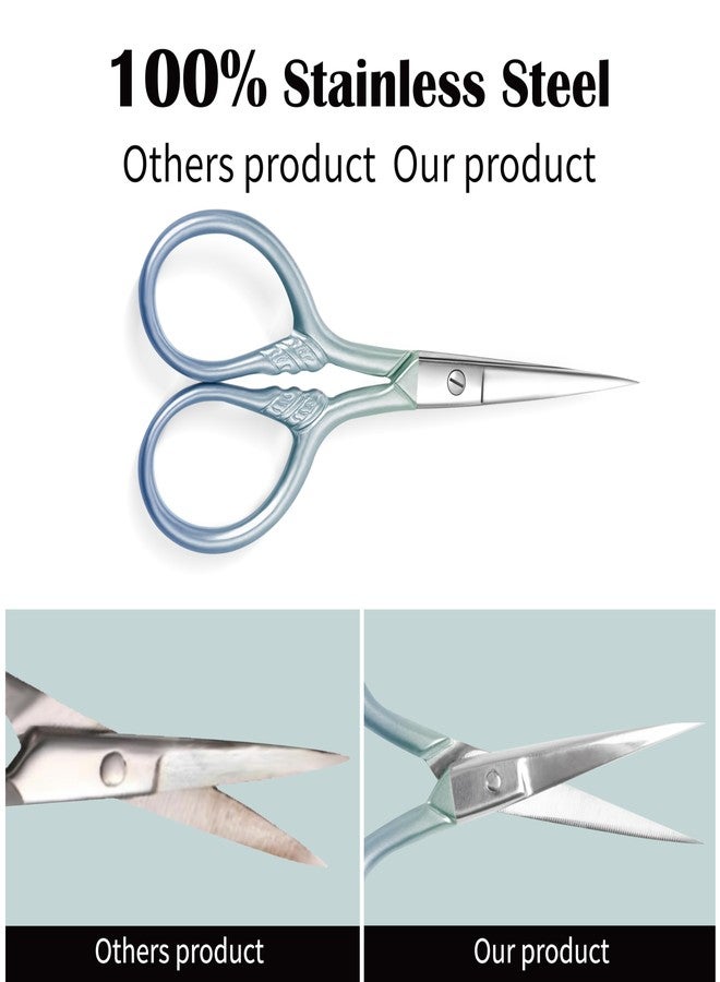 TaShow 2 Pcs Eyebrow Scissors for Women, Professional Grooming Mini Scissors with Stainless Steel Straight Tip, 3.5 Inch Pink Small Scissors, Beauty Kit for Personal Care with PU Case, Gradient Blue - Image 2