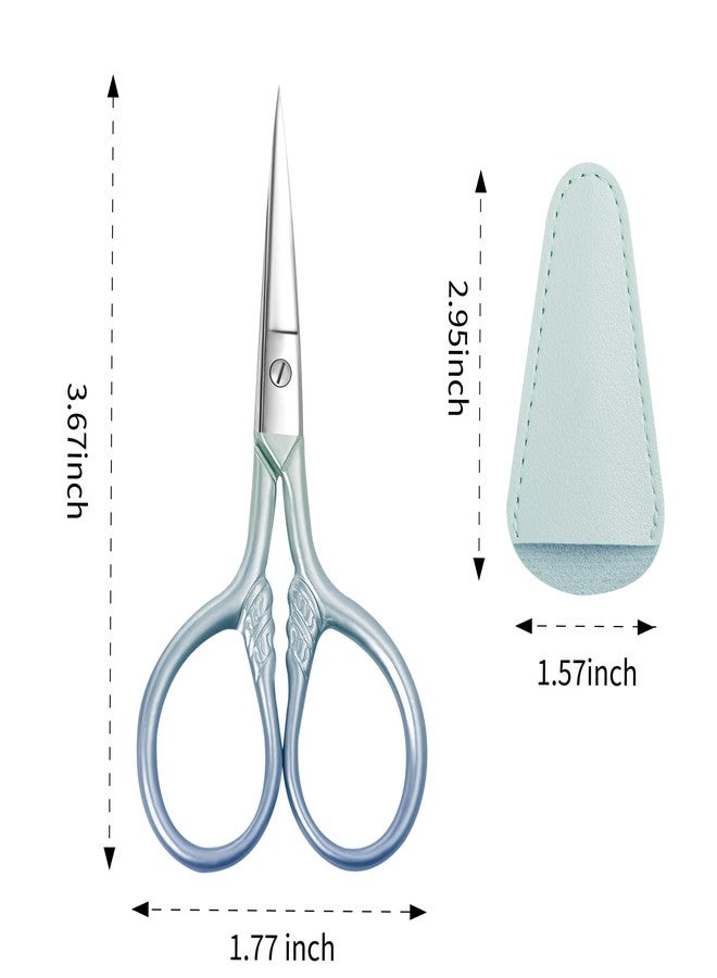 TaShow 2 Pcs Eyebrow Scissors for Women, Professional Grooming Mini Scissors with Stainless Steel Straight Tip, 3.5 Inch Pink Small Scissors, Beauty Kit for Personal Care with PU Case, Gradient Blue - Image 3