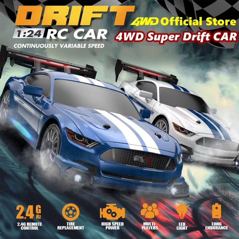 NALACAL 1:24 Scale RC Drift Car 4WD 2.4GHz High Speed Racing Toy with LED Lights - Image 3
