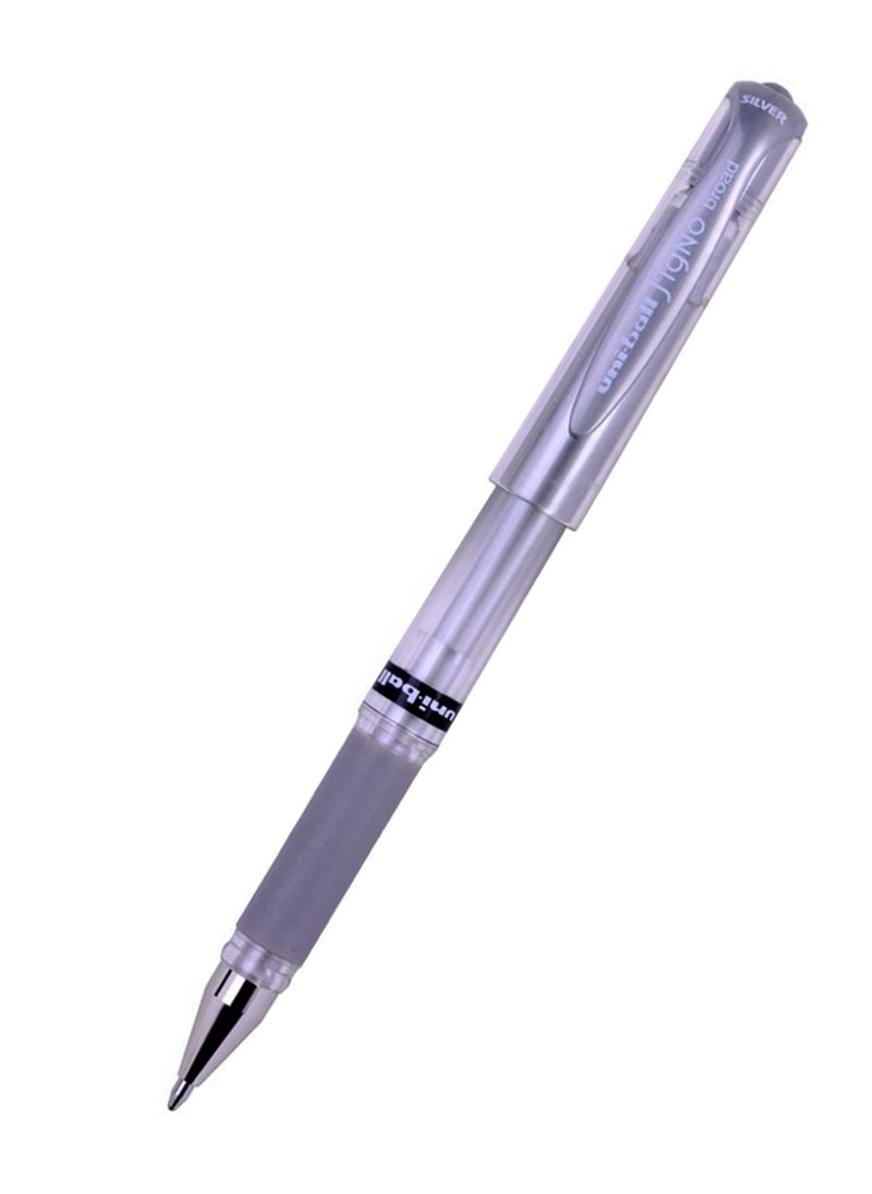 Uniball 1-Piece Gel Impact Broad Gel Ink Pen 1.0mm Tip Silver Ink  - Image 1