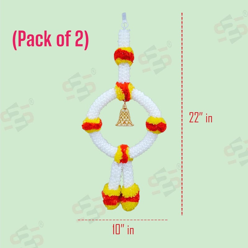 S2S Artificial Hanging Mogra Flowers | Beautifully Crafted Artificial Flower | Ring Garland for Diwali, Traditional for All Festivals Decoration - (RED Yellow Flowers) (Pack of 2) - Image 4