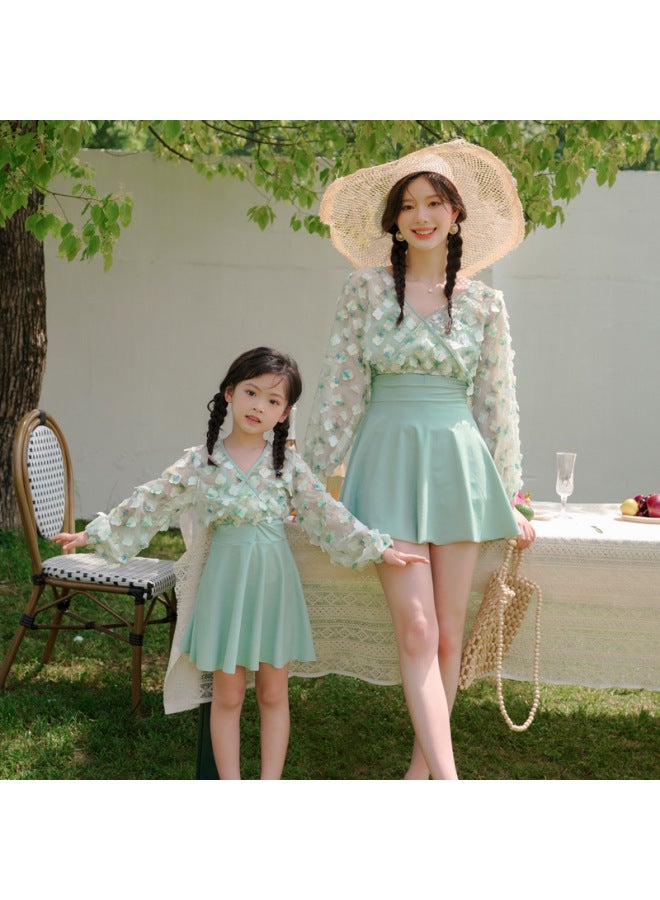 إسكدنيا أزياء زهرة الوالدين والطفل ملابس السباحة قطعة واحدة تنورة المحافظ قطعتين فتاة الشاطئ عطلة الأم والابنة ملابس السباحة بالجملة اللون: الأطفال - Image 2