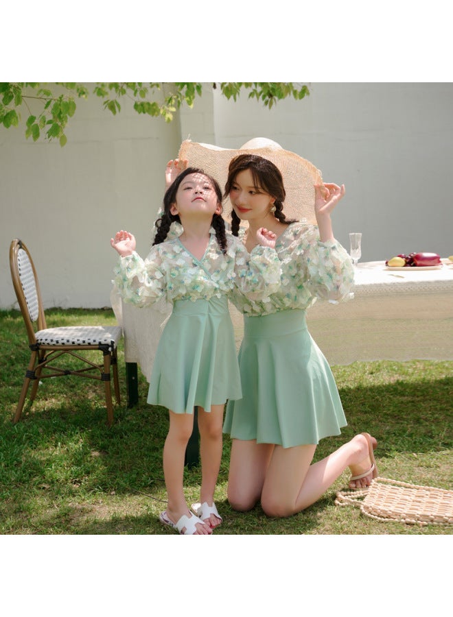 إسكدنيا أزياء زهرة الوالدين والطفل ملابس السباحة قطعة واحدة تنورة المحافظ قطعتين فتاة الشاطئ عطلة الأم والابنة ملابس السباحة بالجملة اللون: الأطفال - Image 3