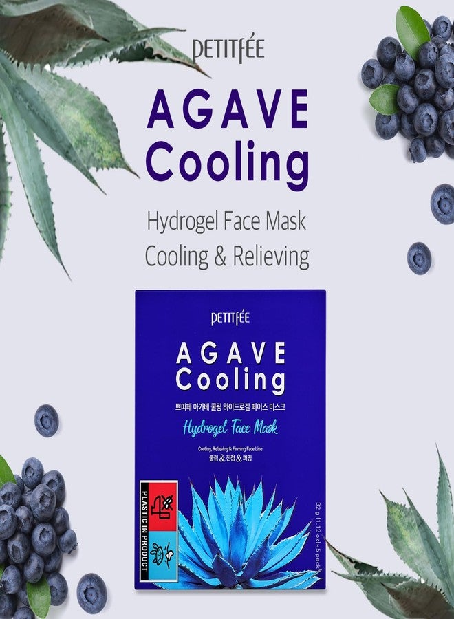 Petitfee Agave Cooling Hydrogel Face Mask 5ea - Quick Calming Facial Mask with Blue Energy Complex, Agave, Blueberry, Eggplant, Caffeine Extracts, Moisturizing, Soothing Care - Image 2