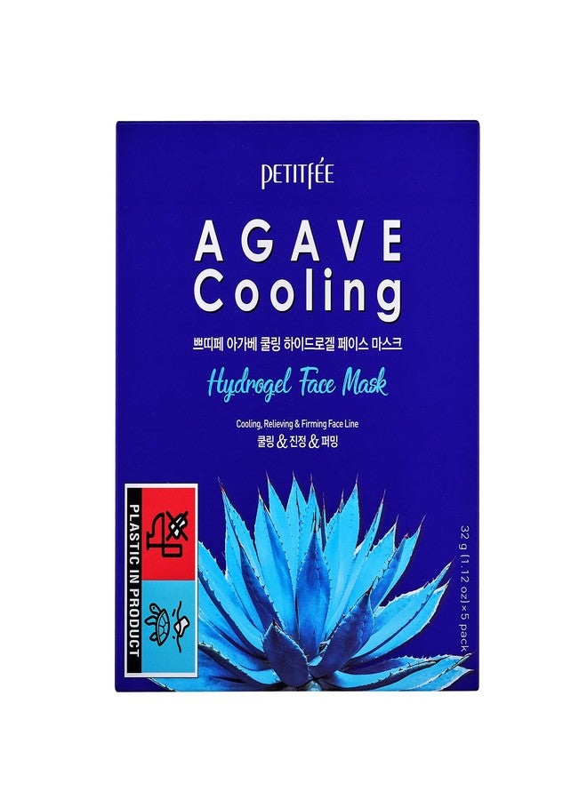 Petitfee Agave Cooling Hydrogel Face Mask 5ea - Quick Calming Facial Mask with Blue Energy Complex, Agave, Blueberry, Eggplant, Caffeine Extracts, Moisturizing, Soothing Care - Image 1
