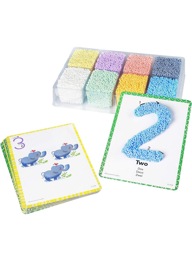 Learning Resources Playfoam Shape & Learn Numbers Sensory Learning Set with 8 Playfoam Bricks and 13 Cards EI-1918 - Image 1