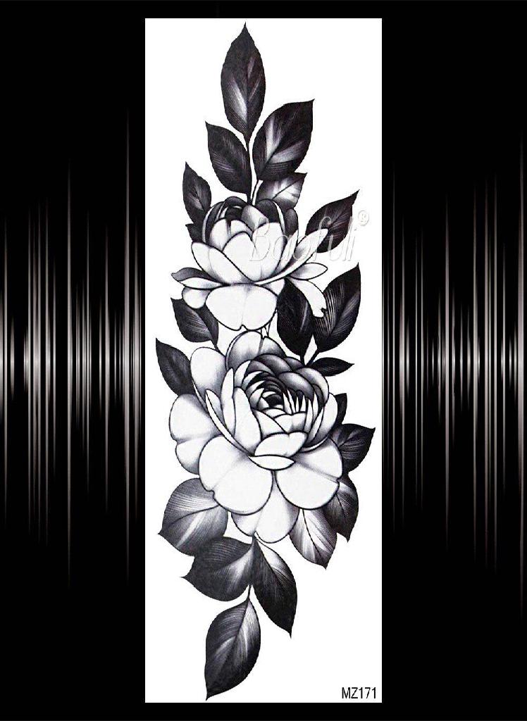 Rose Lotus Chain Temporary Tattoos For Women Fake Jewelry Chest Pendent Tattoo Sticker Watercolor Body Art Arm Leg Tatoos 