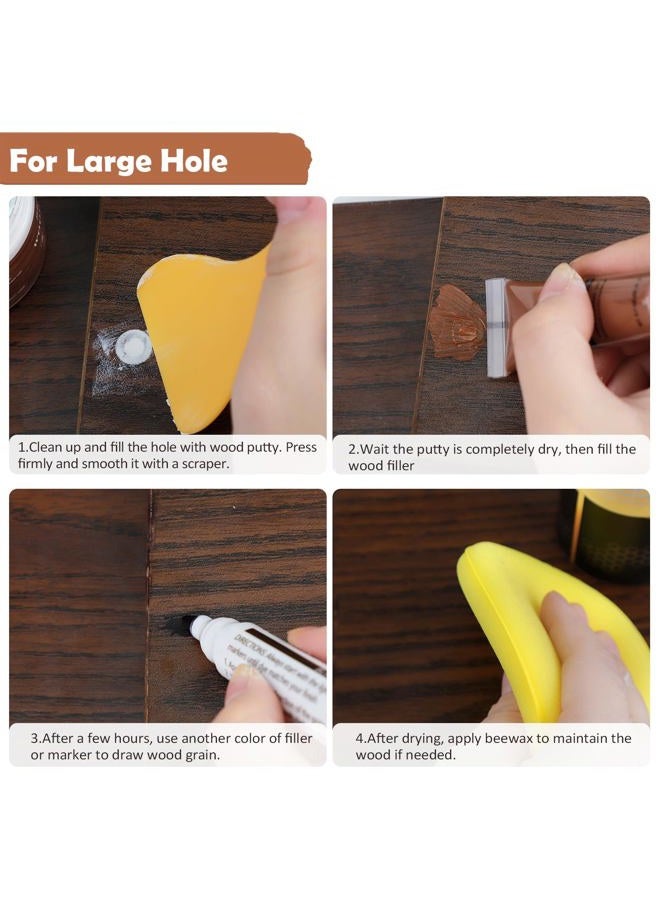 DEWEL Wood Furniture Repair Kit, New Upgrade Wood Fillers, Furniture Touch Up Markers, Wax Sticks, Wood Putty with Beeswax for Cracks, Wood Hole, Scratches, Floor, Table, Door - Image 5