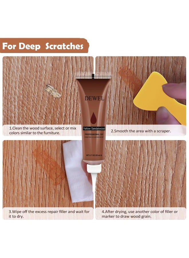 DEWEL Wood Furniture Repair Kit, New Upgrade Wood Fillers, Furniture Touch Up Markers, Wax Sticks, Wood Putty with Beeswax for Cracks, Wood Hole, Scratches, Floor, Table, Door - Image 4