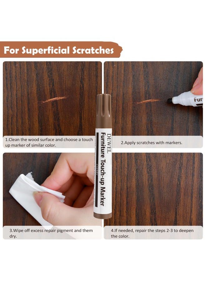 DEWEL Wood Furniture Repair Kit, New Upgrade Wood Fillers, Furniture Touch Up Markers, Wax Sticks, Wood Putty with Beeswax for Cracks, Wood Hole, Scratches, Floor, Table, Door - Image 3