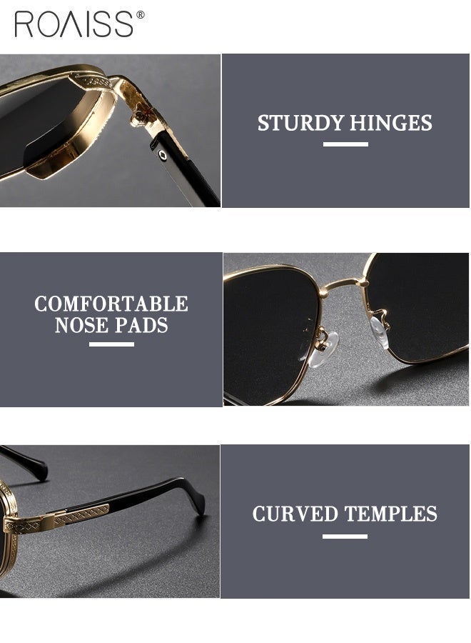 roaiss Retro Sunglasses for Women Men UV400 Protection Glasses with Vintage Polarized Alloy Frame, Fashion Anti-Glare Sun Shades for Driving, Fishing, Traveling, Gold - Image 4