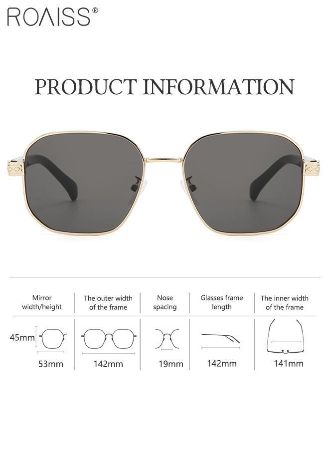 roaiss Retro Sunglasses for Women Men UV400 Protection Glasses with Vintage Polarized Alloy Frame, Fashion Anti-Glare Sun Shades for Driving, Fishing, Traveling, Gold - Image 3