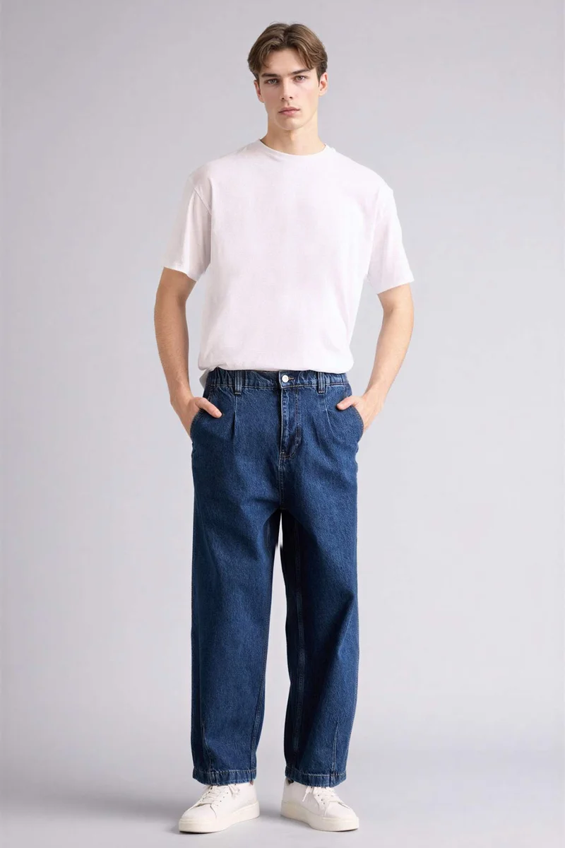 Defacto  Fixed Waist Barrel Fit Jeans for Men | Best Price UAE