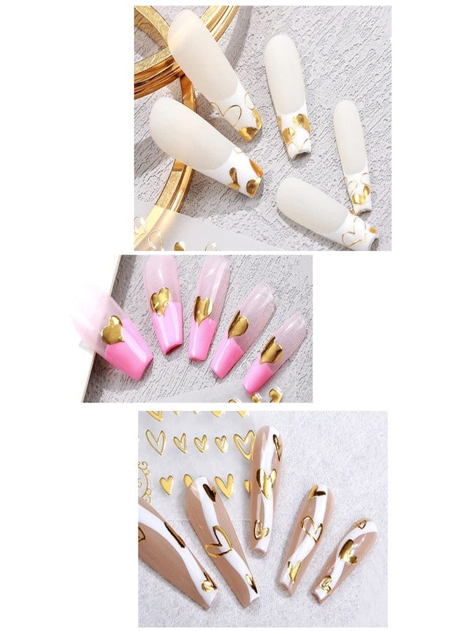 IHUKEIT Gold Hearts 3D Self Adhesive Metallic Nail Art Decals - 6 Sheets for Nail Art Designs and Decorations for Women, Girls & Kids - Image 4