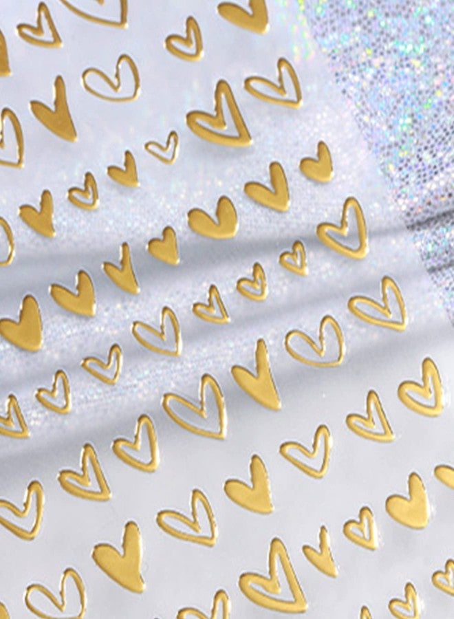 IHUKEIT Gold Hearts 3D Self Adhesive Metallic Nail Art Decals - 6 Sheets for Nail Art Designs and Decorations for Women, Girls & Kids - Image 2