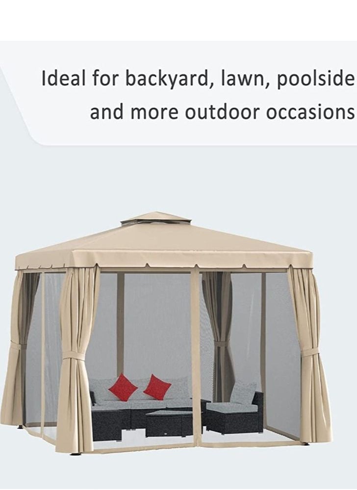 Living - Outdoor Patio Gazebo with Polyester Curtains and Netted Screens 400*400cm. - Image 1