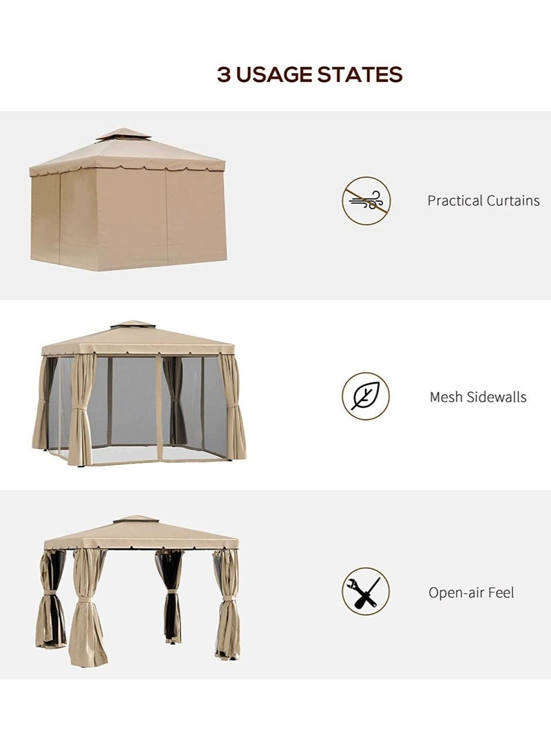 Living - Outdoor Patio Gazebo with Polyester Curtains and Netted Screens 400*400cm. - Image 1