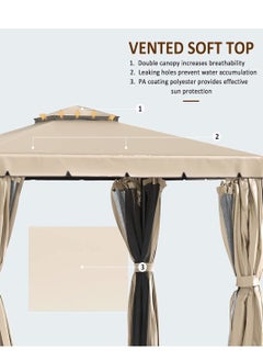 Living Outdoor Patio Gazebo with Polyester Curtains and Netted Screens 400*400cm.  - Image 5