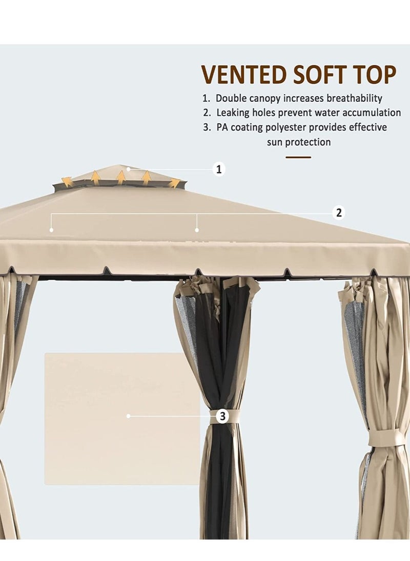 Living - Outdoor Patio Gazebo with Polyester Curtains and Netted Screens 400*400cm. - Image 1