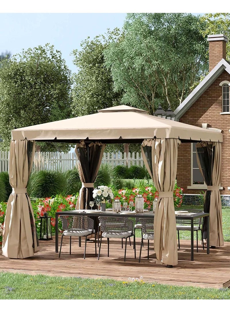 Living - Outdoor Patio Gazebo with Polyester Curtains and Netted Screens 400*400cm. - Image 1