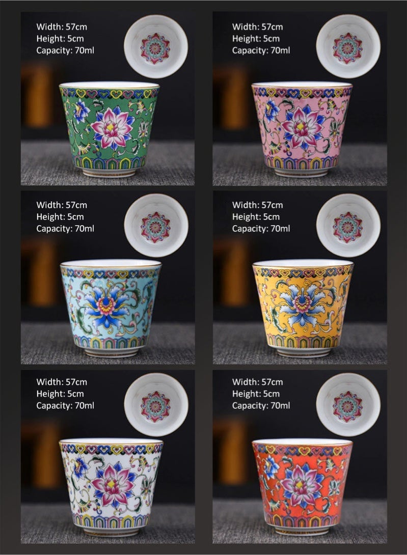 6 أكواب شاي من السيراميك مع علبة هدايا طقم أكواب قهوة أنيقة من البورسلين المصنوع من المينا الزهرية ، فنجان شاي زهور 6 ألوان ، مثالي للاستخدام المنزلي والمكتب والمطعم - Image 5