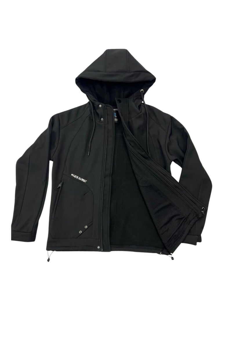 وايت رابيت جاكيت رجالي سوفت شيل مقاوم للماء من وايت رابيت – تصميم بغطاء رأس وسحاب كامل - Image 4