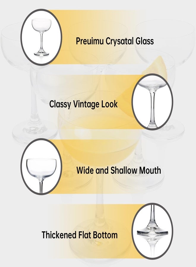 UMEIED 6pcs Crystal Coupe Glasses Set, 7 Ounce Premium Crystal Cear Classic Cocktail Glasses for Martini, Bars, Cosmopolitan, Manhattan, Gimlet, Pisco Sour - Image 3