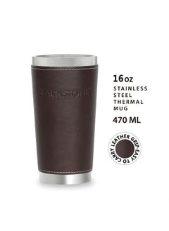 BLACKSTONE 1L Steel Vacuum Flask + 470ml Travel Mug | Ultra-Insulated, Leakproof, Leather Grip | Hot & Cold Thermos Combo for Travel & Office  - Image 2