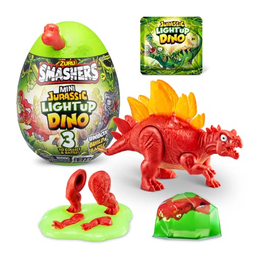 ZURU SMASHERS Smashers Mini Jurassic Light Up Dino Egg Stegosaurus by ZURU Collectible Egg Volcano Slime Fossil Toy Dinosaur Toys TRex Toy for Boys and Kids - Image 1