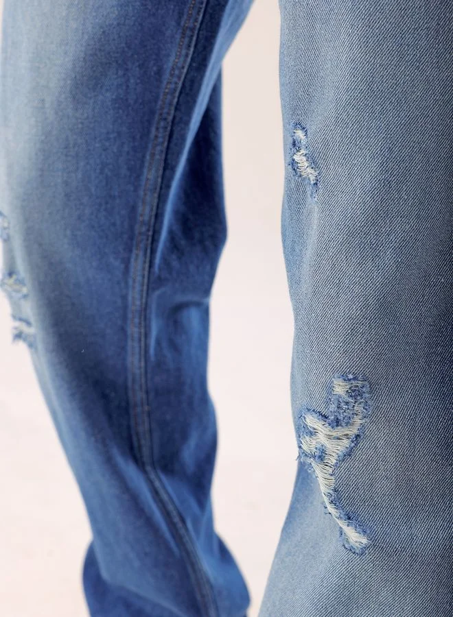 شركة المرآب الهندية Men Vintage Straight Fit Distressed Mid-Rise Jeans
