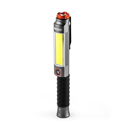 NEBO Big Larry 3 Work Light | Alkaline Batteries Included, 600 Lumens, 7 Light Modes, Magnetic COB Task Lamp & LED Flashlight, Steel Pocket Clip, Hands-Free Use, Water Resistant - Image 1