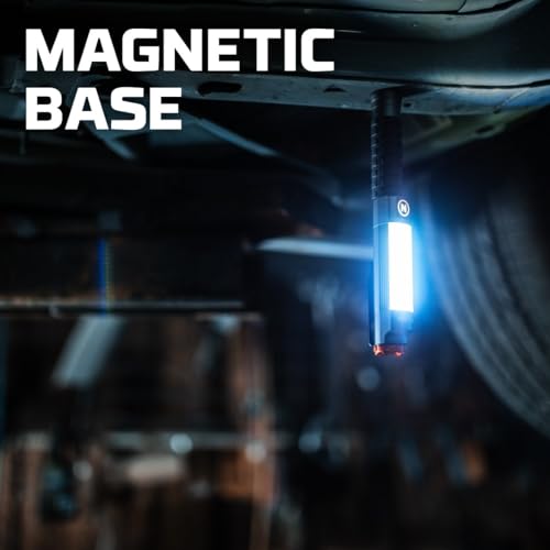 NEBO Big Larry 3 Work Light | Alkaline Batteries Included, 600 Lumens, 7 Light Modes, Magnetic COB Task Lamp & LED Flashlight, Steel Pocket Clip, Hands-Free Use, Water Resistant - Image 5