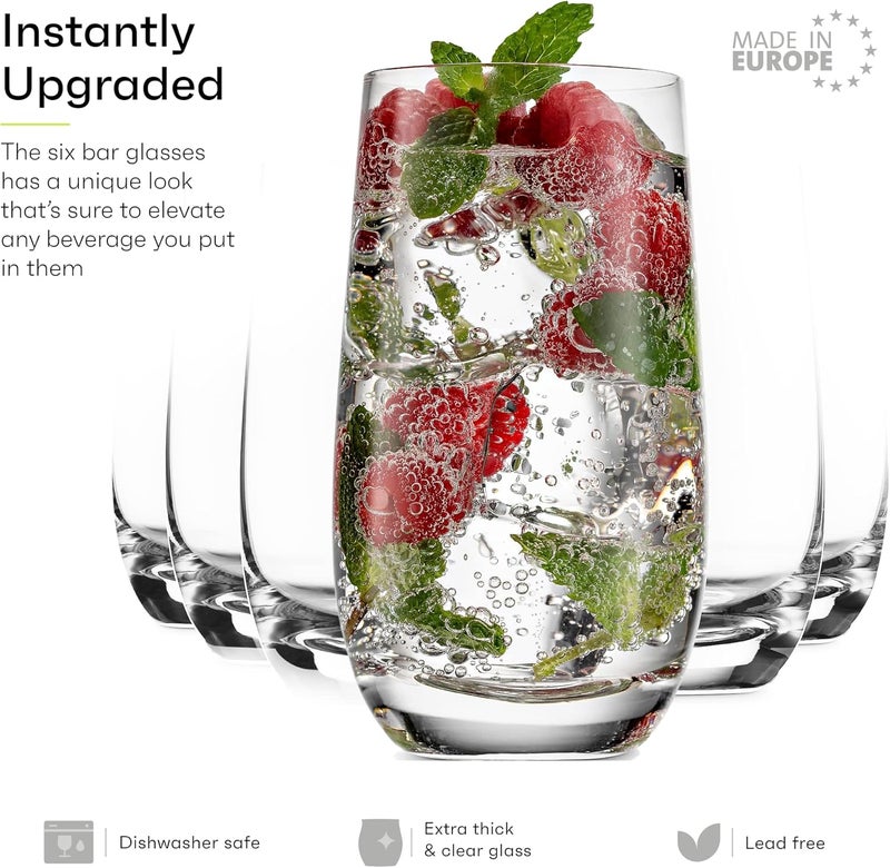 MITBAK 13 - OZ Drinking Glasses (Set of 6) | Highball Glasses Tumblers for Mixed Drinks, Water, Juice, beer, cocktail | Kitchen Glassware Set, Excellent Gift | Glass cups Made In Slovakia - Image 3