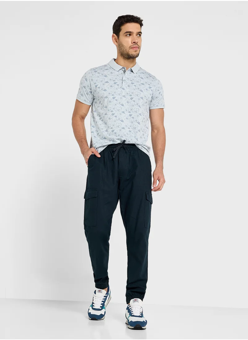 BRAVE SOUL Printed Short Sleeve Polo Shirt