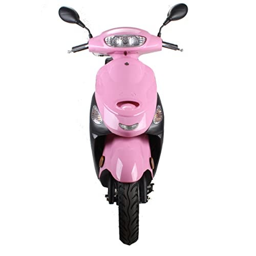 X-PRO 50cc Adult Moped Gas Moped Motorcycle 50cc with 10" Aluminum Wheels, Electric/Kick Start! (Pink, Factory Package) - Image 2