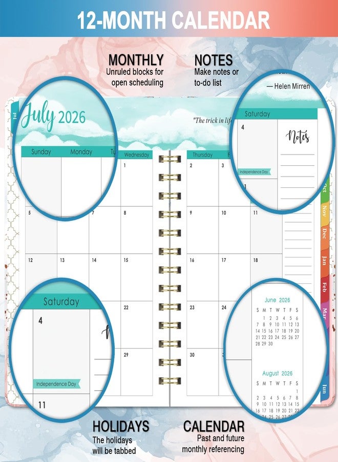 Coboll مخطط 2026-2027 - مخطط أسبوعي وشهري من يوليو 2026 إلى يونيو 2027، مقاس 8.5 × 6.4 بوصة، مخططات أسبوعية وشهرية لمدة 12 شهرًا مع علامات تبويب ملونة، إغلاق مطاطي، جيب خلفي - Image 4
