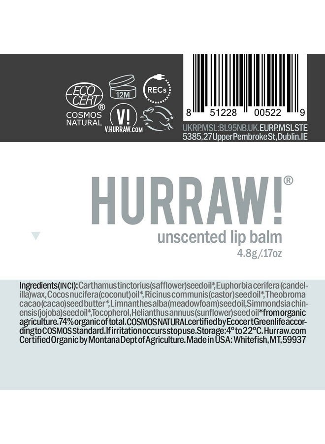 هرو! هورو! مرطب شفاه بدون رائحة، عبوة من 3 قطع: عضوي، نباتي معتمد، خالٍ من القسوة والغلوتين. مكونات طبيعية 100%، غير معدلة وراثيًا. خالٍ من النحل والشيا والصويا والنخيل. صنع في الولايات المتحدة الأمريكية. - Image 5