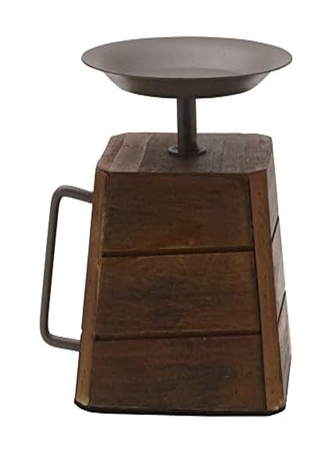 Elements 5.31x4.33x5.31 Inch Wood and Metal Handled Pillar Holder - Image 1
