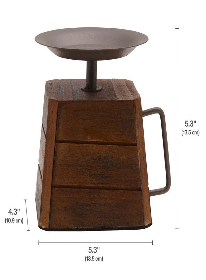 Elements 5.31x4.33x5.31 Inch Wood and Metal Handled Pillar Holder - Image 2