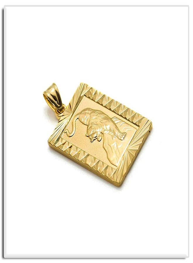 Xusamss Punk Jewelry Plated 18K Gold Tiger Dog Tag Pendant Necklace(Tiger) - Image 3