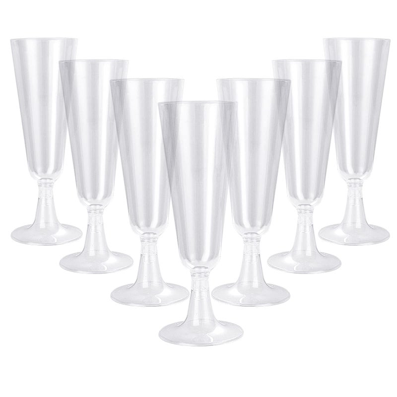 JMIATRY 100 Pcs MultiUse Champagne Flutes 160ml56oz Plastic Champagne Flute Clear Champagne Glasses Great for Wedding Christmas Birthday Party and Daily Use