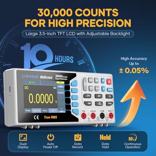 Crenova 30000 Counts True RMS Digital Multimeter, Desktop Bench Multimeter for Lab & Industrial Use. USB Data Logging, CAT II 600V. Measures Voltage, Current, Resistance, Capacitance, Temperature. - Image 3