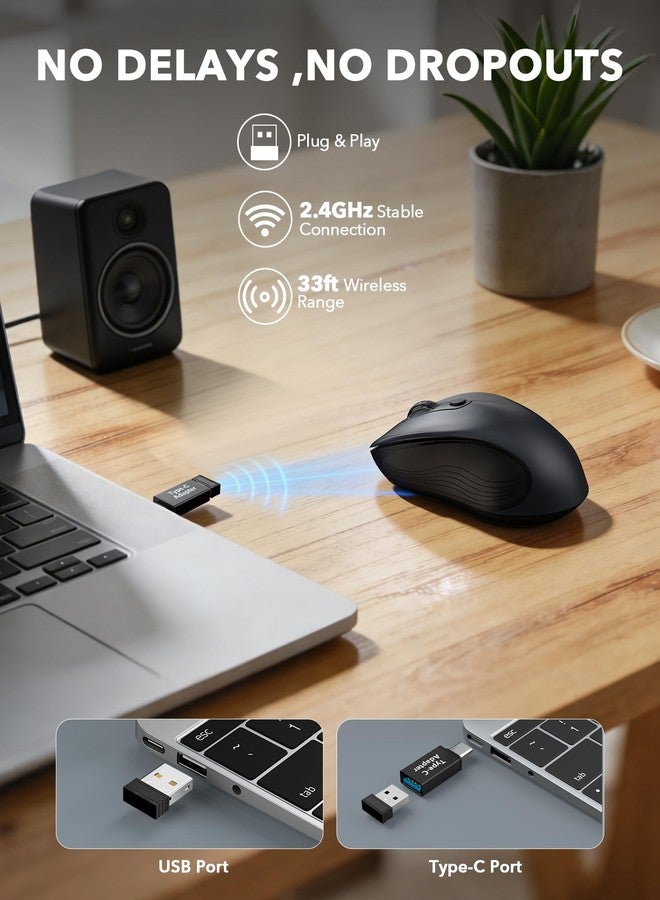 Trueque Wireless Mouse for Laptop, 2.4G Ergonomic Computer Mouse with 3 Adjustable DPI Levels, Page Up & Down Buttons, USB Mouse for Chromebook, PC, Desktop, Notebook, MacBook (Grey) - Image 4