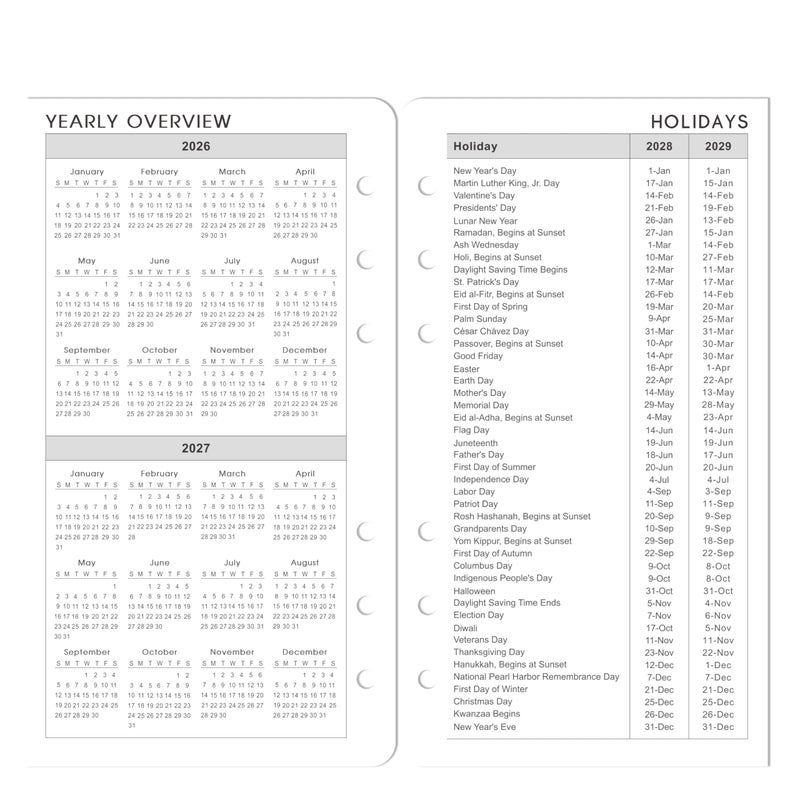 MaaIbok 2026-2029 Monthly Planner Refill - A6 Size, Planner Inserts with 6-Hole Punched, July 2026 - June 2029, Two Pages Per Month, 2026-2029 Monthly Calendar with Tabs - Image 5