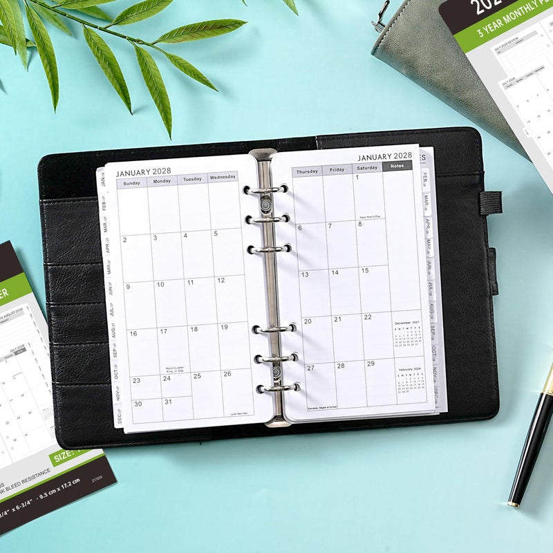 MaaIbok 2026-2029 Monthly Planner Refill - A6 Size, Planner Inserts with 6-Hole Punched, July 2026 - June 2029, Two Pages Per Month, 2026-2029 Monthly Calendar with Tabs - Image 2