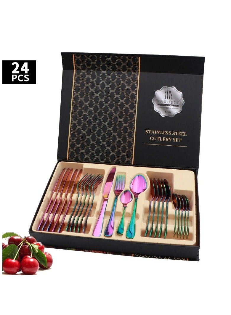 Y&D 24-Piece Steak Knife Fork Spoon Cutlery Gift Box Set 