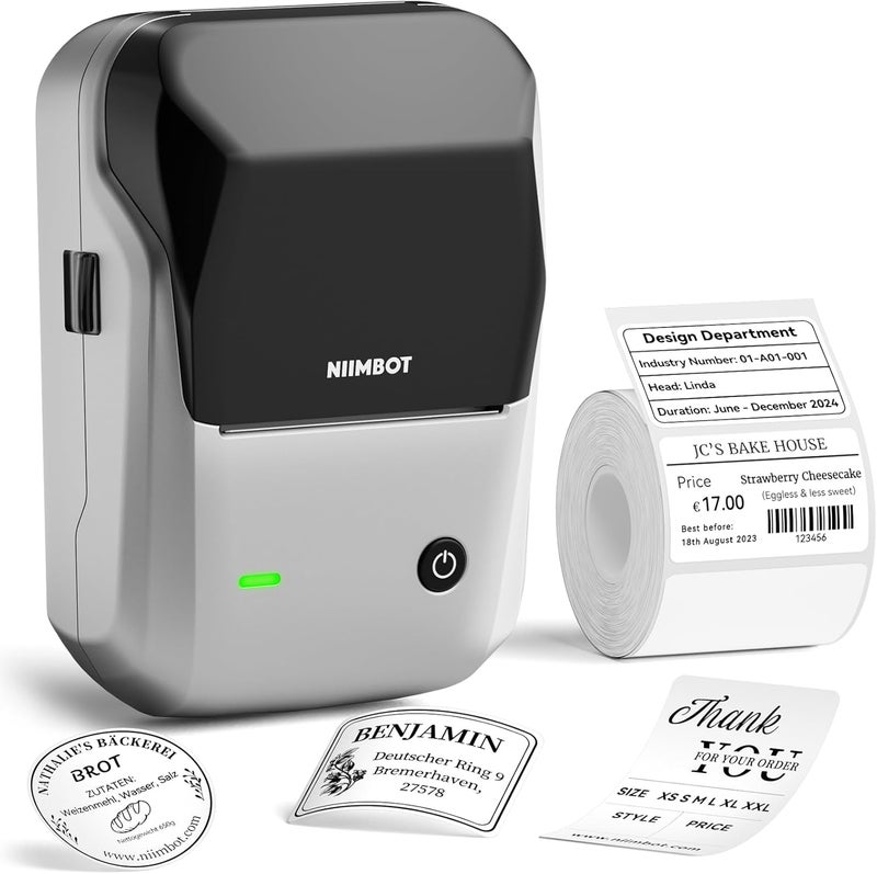 B1 Label Maker with Auto Identification,2 Inch Bluetooth Portable Label Printer Easy to Use for Office, Home, Business (with 2x1.18 inch Label)(Silver) - Image 1