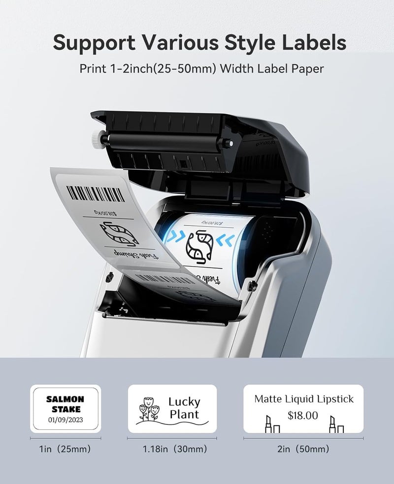 B1 Label Maker with Auto Identification,2 Inch Bluetooth Portable Label Printer Easy to Use for Office, Home, Business (with 2x1.18 inch Label)(Silver) - Image 5