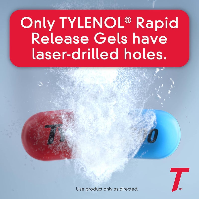 Tylenol Extra Strength Acetaminophen Rapid Release Gels, Extra Strength Pain Reliever & Fever Reducer, Gelcaps with Laser-Drilled Holes, 500 mg Acetaminophen, 24 ct - Image 5